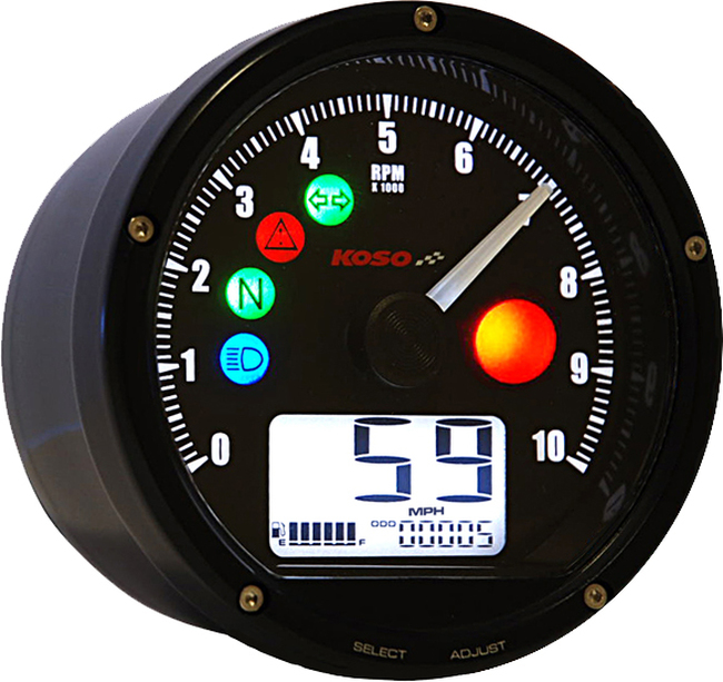 KOSO TNT-01R Universal Electronic Speedometer Tachometer Black - Image 4