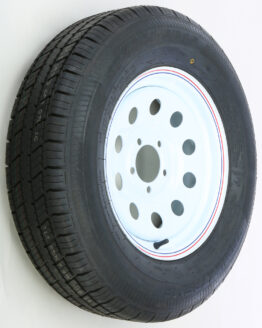 AWC Trailer Tire and 8 Spoke Steel Wheel Assembly White