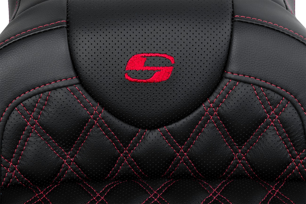 Saddlemen Roadsofa Seat with Backrest Red Stitch For Harley FL 08-23 - Image 3