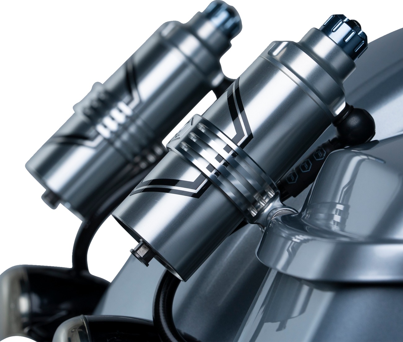 Legend Suspension REVO ARC External Reservoir Mounts Clear For Harley FL Touring - Image 4