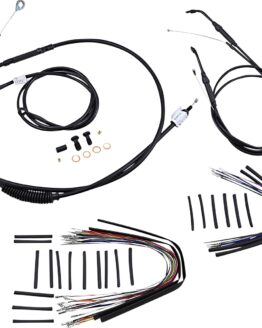 Extended Black Control Cable Kit For 07-11 Single Disk Dynas - 16" tall bars