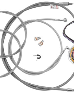 Burly Brand Braided SS Control Cable Kit 18" Ape Bars ABS Fits Softail