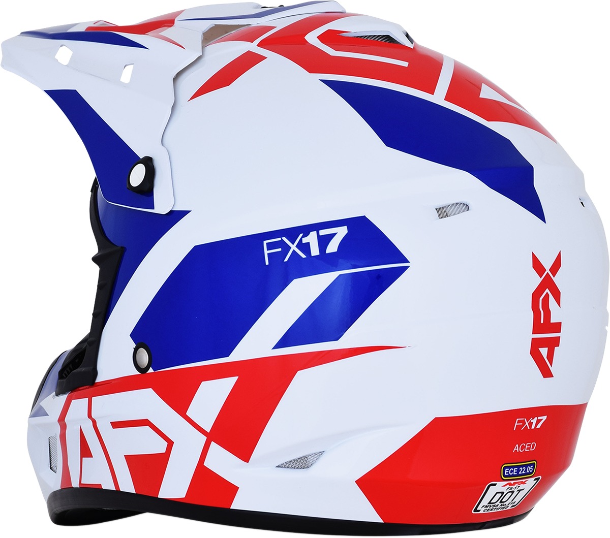 FX-17 Full Face Offroad Helmet Blue/Red/White Large - Image 4