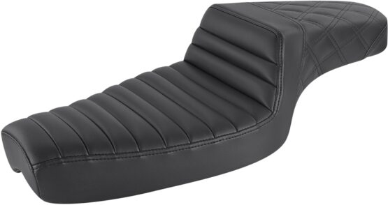 Step-Up Rear Lattice Stitch Tuck and Roll 2-Up Seat - Black