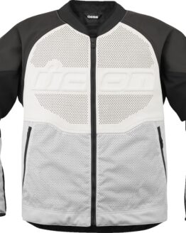 ICON Overlord3 Leather Jacket Men's L White/Black