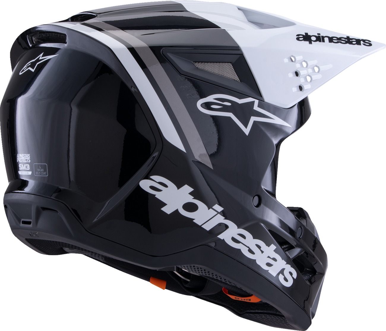 Alpinestars SM3 Radium Helmet Gloss Black/White/Gray Small - Image 3