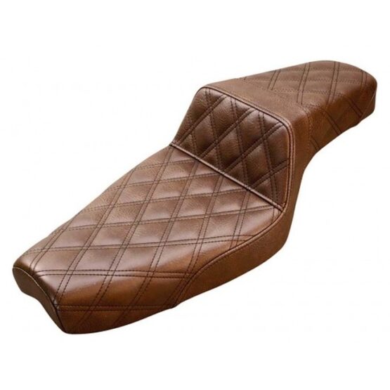 Step-Up Lattice Stitched 2-Up Seat Brown