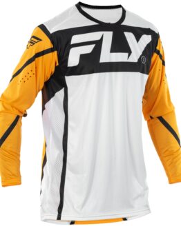 Fly Racing Youth Lite Jersey White Black Mustard Youth X-Large