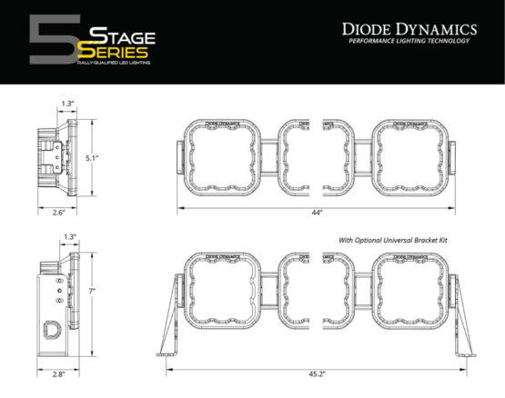 SS5 Sport Universal CrossLink 7-Pod Lightbar - Yellow Combo - Image 4