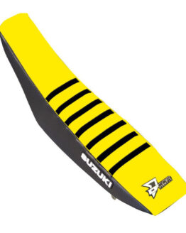 Seat Cover Black w/ Yellow Ribs Fits 18-19 Suzuki RMZ450 RMZ250