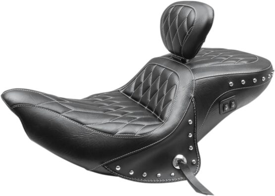 Heated Concho Diamond 2-Up Seat Black w/Backrest