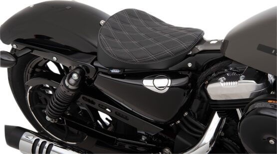 Bobber Double Diamond Vinyl Solo Seat Black/Silver