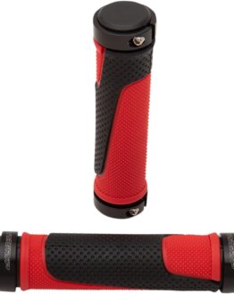Red & Black 997 Lock-On Open End Locking ATV Grips w/ End Plugs