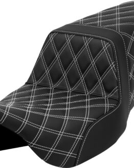 Saddlemen Step-Up Lattice Stitch Seat White Stitch Harley FLH/FLT 08-23