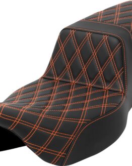 Saddlemen Step-Up Seat Lattice Stitch Orange Extended Reach FLH/FLT 08-23