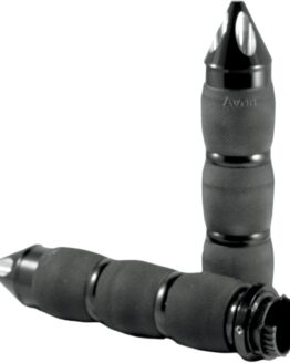 Metric Cruiser Grips Billet Spiked End Caps Black Anodized by Avon