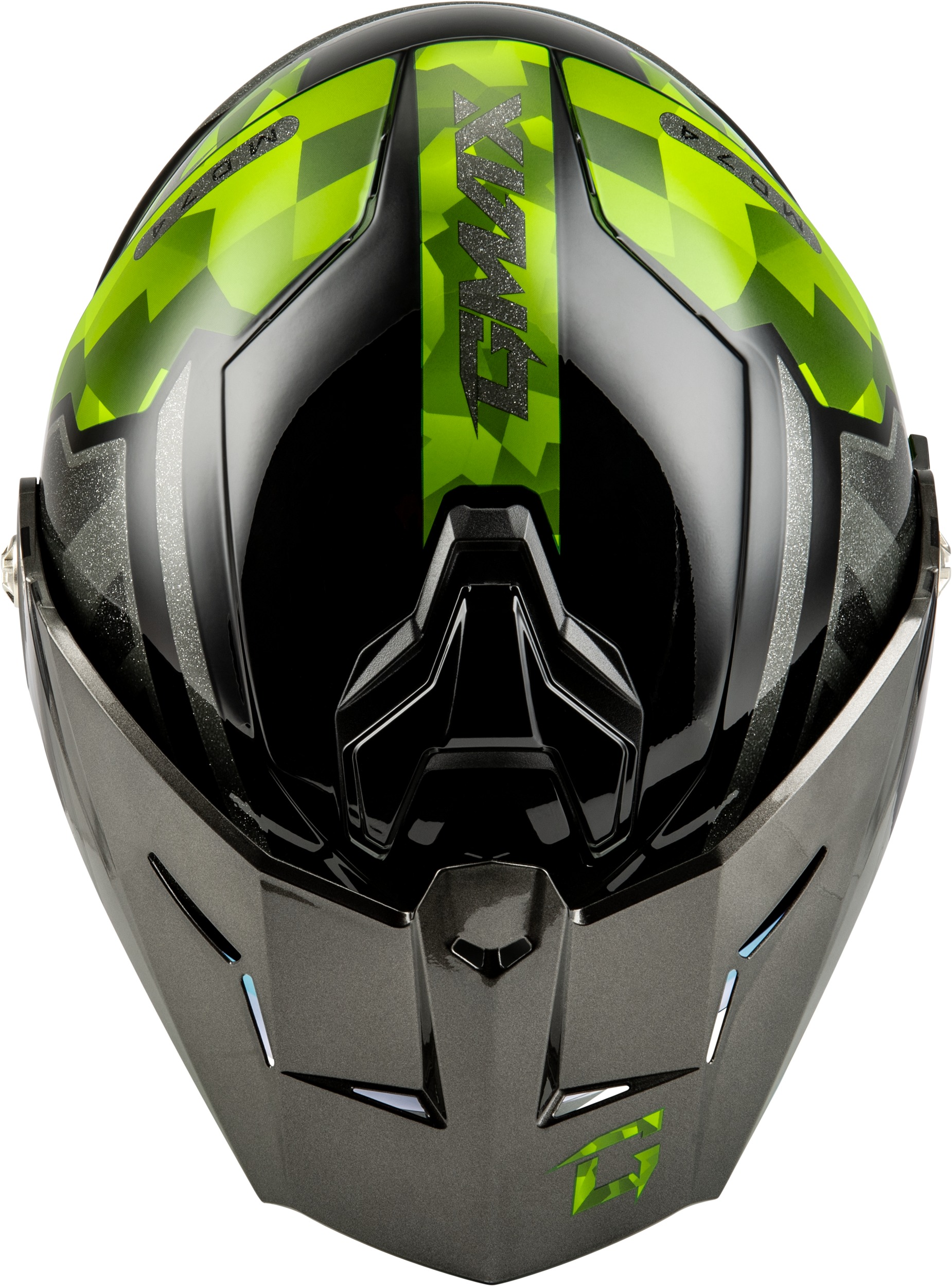 GMAX MD-74 Striker Modular Helmet Black/Silver/Green Medium - Image 3