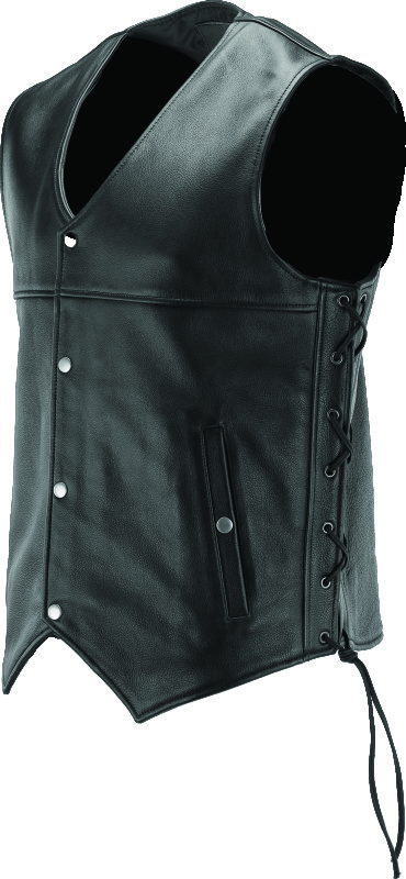 Kuryakyn Old Skool Leather Vest Black Large Men's - Image 7
