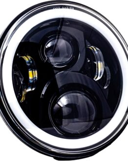 Letric 7" Black LED Headlight Kit with Halo and Mount Adapter