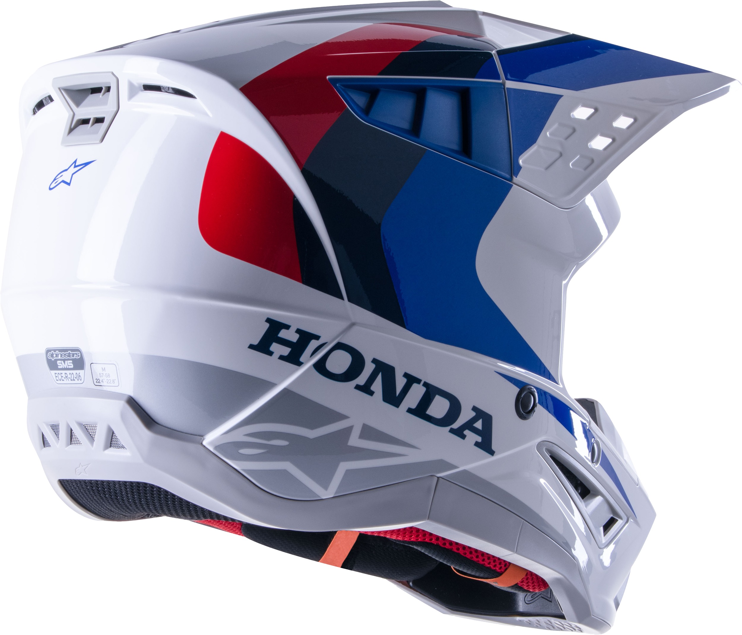Alpinestars Honda S-M5 Helmet Gloss White/Blue/Red Medium Size - Image 3