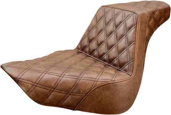 Step-Up Lattice Stitched 2-Up Seat Brown Gel