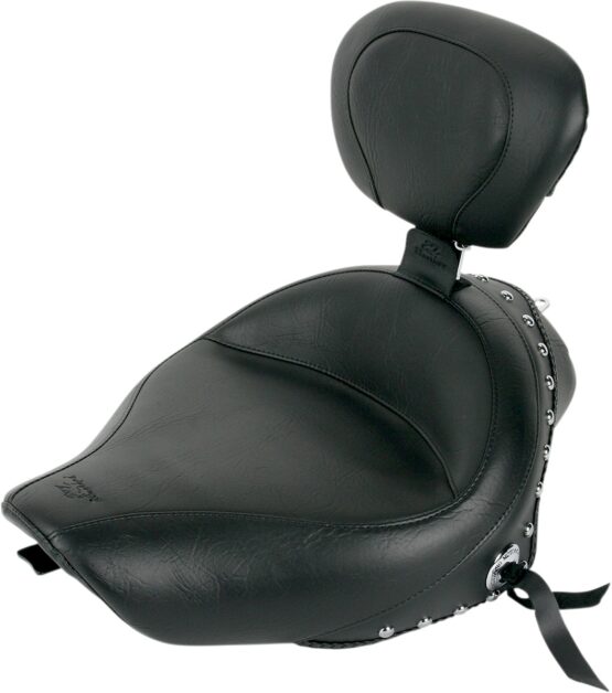 Wide Concho Studded Solo Seat Black w/Backrest