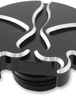 Drag Specialties Split Skull Gas Cap Non-Vented Black For Harley-Davidson