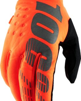 100% Men's Brisker Cold-Weather Gloves, Flo Orange/Black, Size S