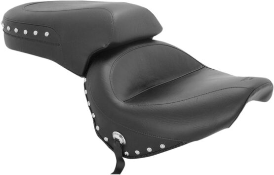 1PC Touring Concho Studded Vinyl 2-Up Seat - Black