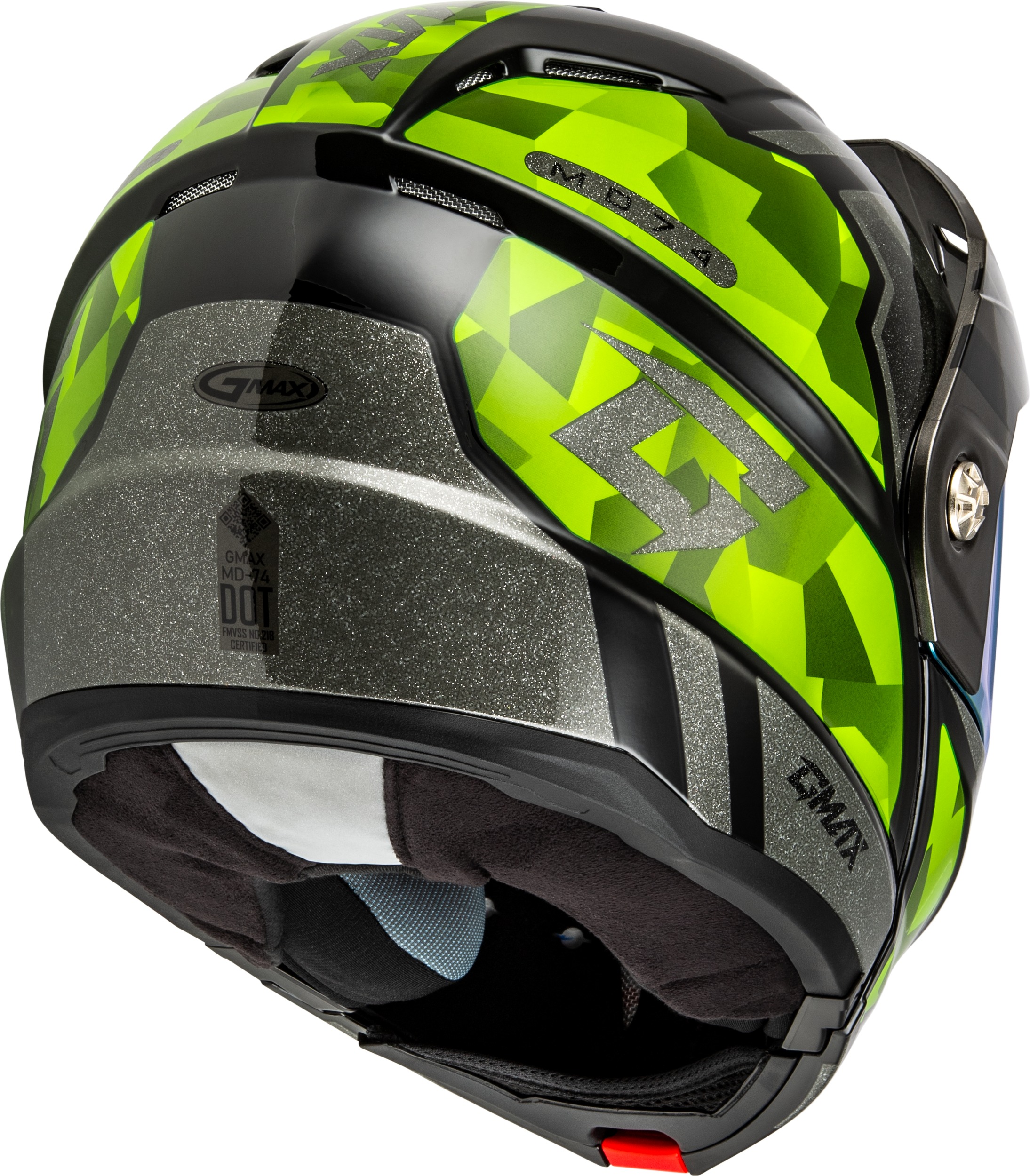GMAX MD-74 Striker Modular Helmet Black/Silver/Green Medium - Image 4
