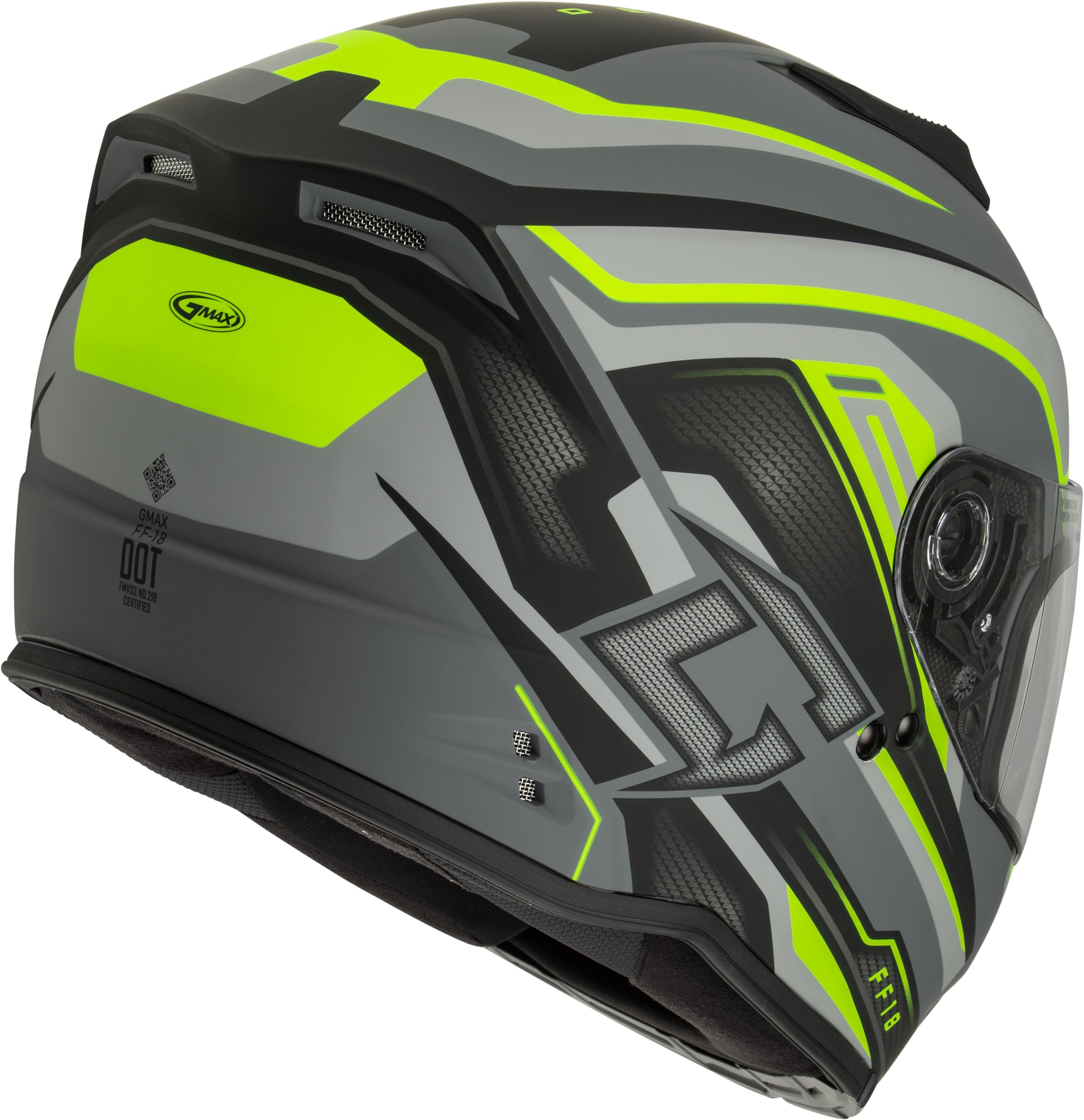 GMAX FF-18 Drift Full-Face Helmet Matte Grey/Hi-Viz XL - Image 4