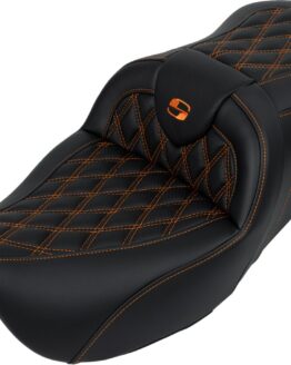 Saddlemen Roadsofa Seat with Backrest Orange Stitch FL 2008-2023