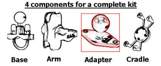 Ram Adapter - 1" Ball with Custom GoPro Hero Base Adapter IN BAG - Image 2