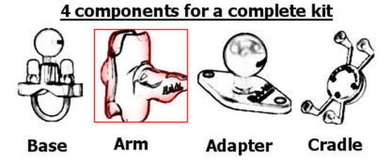 Ram Arm - 5.2" Long Length Double Socket Arm For 1" Ball Bases IN BAG - Image 2