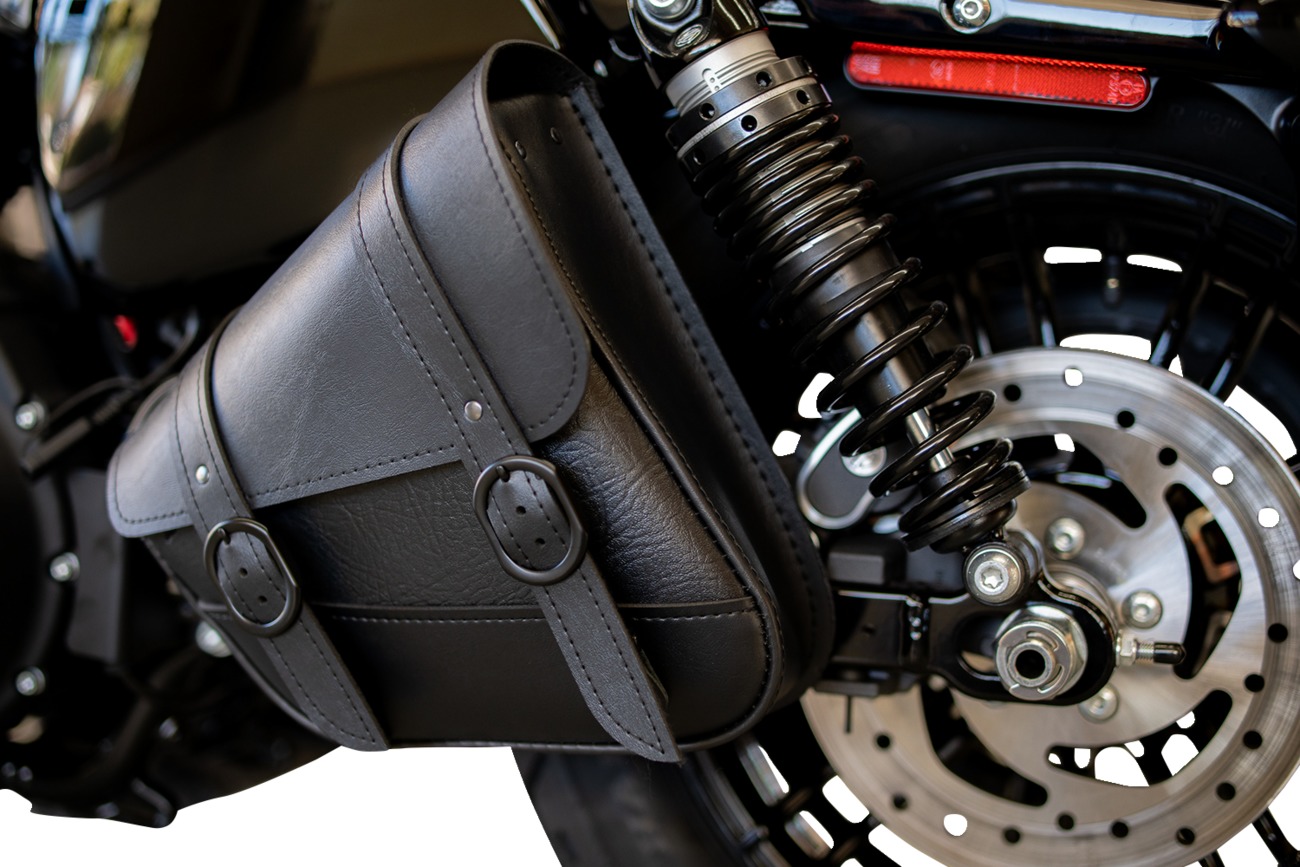 Willie & Max Blackjack Swingarm Bag Black Dual Shock Harley Sportster - Image 5