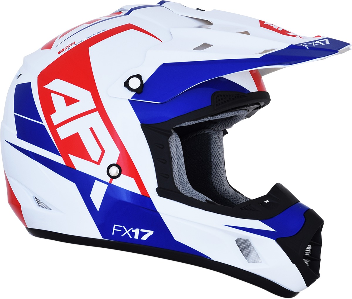 FX-17 Full Face Offroad Helmet Blue/Red/White Large - Image 7