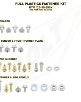 Bolt Full Plastic Fastener Kit Silver Steel Fits 02-15 KTM 65 SX