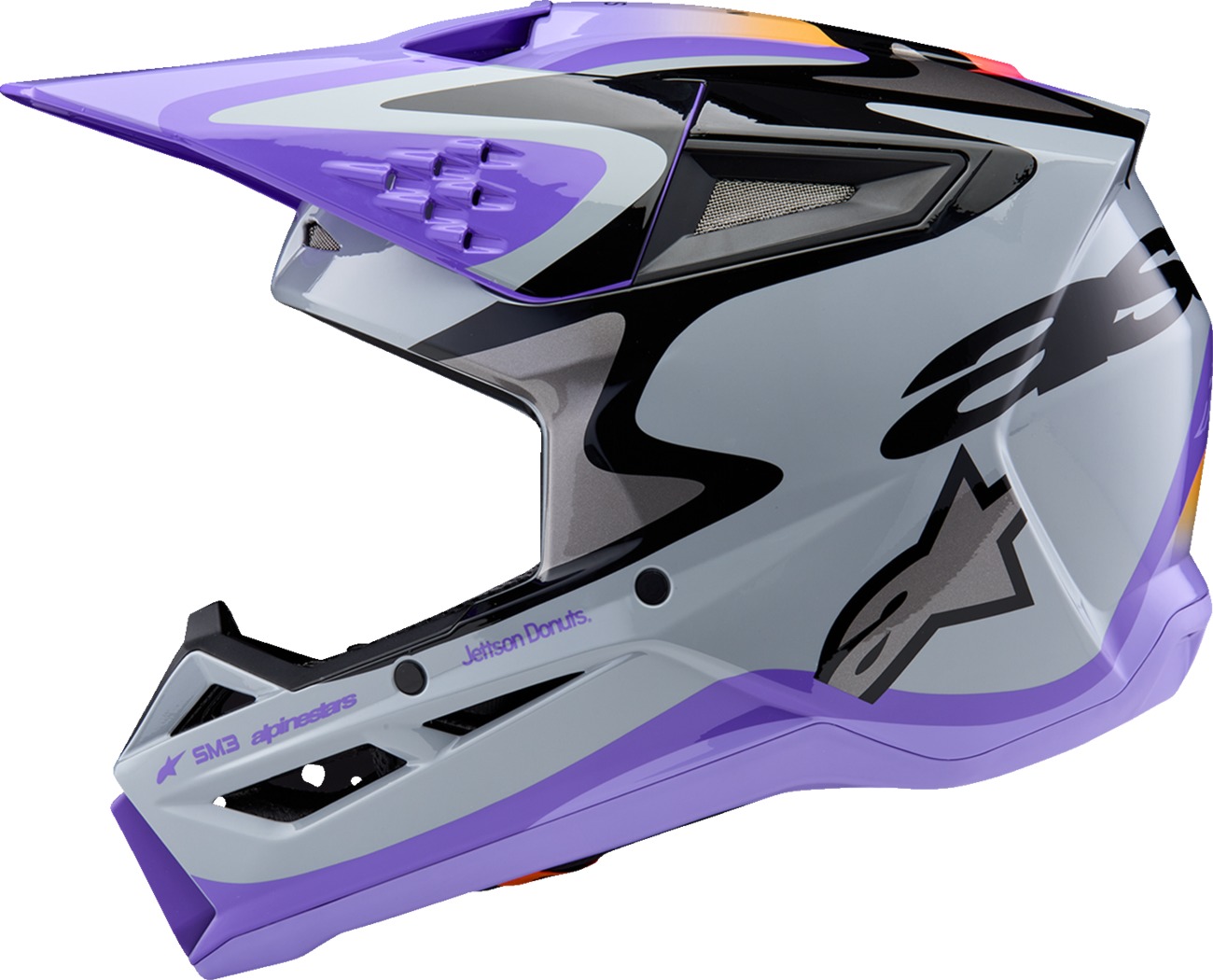 Alpinestars Youth SM3 Jettson Helmet Gloss Black/Gray/Purple Medium - Image 3