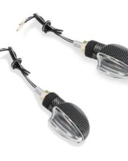 Bikemaster Ultra Small V-Shaped Carbon Turn Signals Clear Lens Pair