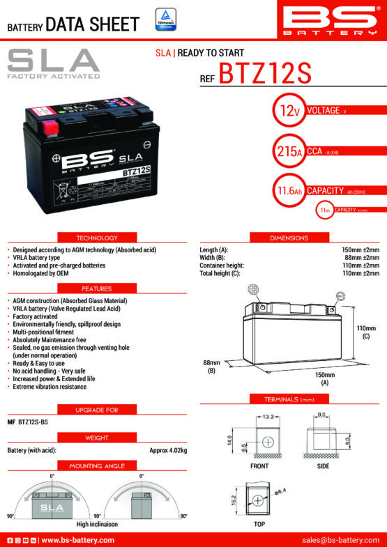 SLA Factory Activated AGM Maintenance Free Battery - Image 2