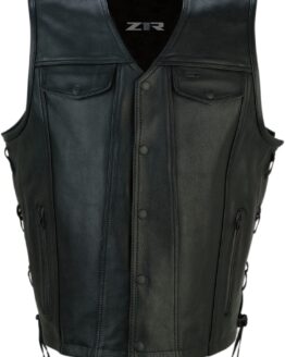 Z1R Gaucho Vest Black XL Men's Leather Motorcycle Vest