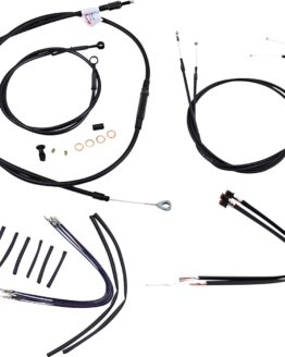 Extended Black Control Cable Kit For Softails - 14" tall bars (ABS)