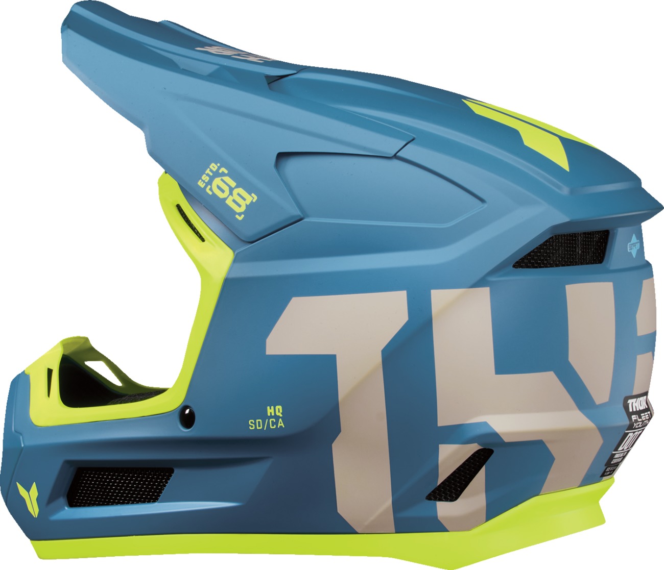 Thor Youth Fleet Forge Helmet Matte Fluorescent Yellow/Blue S - Image 3