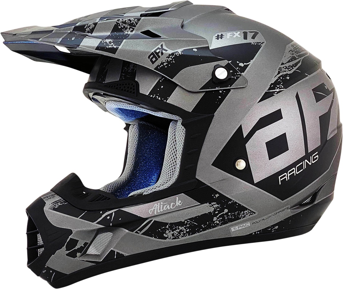 AFX FX-17 Attack MX Helmet Matte Black Frost Gray Medium - Image 4