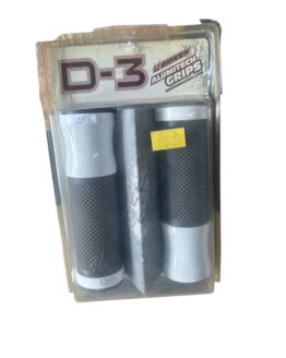 D3 Motorcycle Grips - Gray w/ White Metal Trim, 7/8" bars w/ Twist Throttle