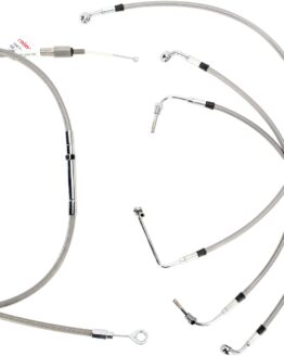 Extended Braided S.S. Control Cable Kit for Baggers - 13" tall bars (non-ABS)