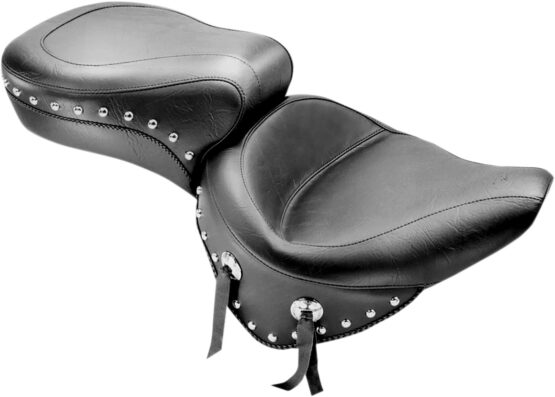 Concho Studded Naugahyde 2-Up Seat - Black