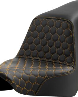 Saddlemen Step-Up Seat Honeycomb Gold Stitching For Harley FL/FX 18-24