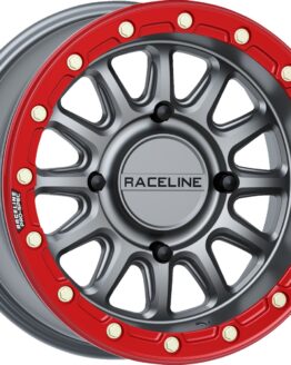Raceline Alpha 15x7 Gunmetal Red Beadlock Wheel 4x156 +10mm