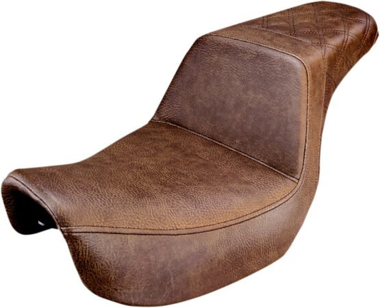 Step-Up Lattice Stitched 2-Up Seat Brown Gel